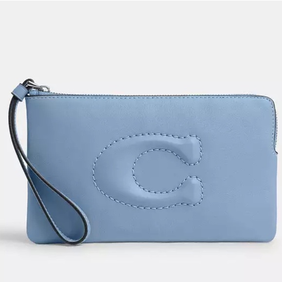 Coach Blue Large Corner Zip Wristlet - Picture 2 of 6